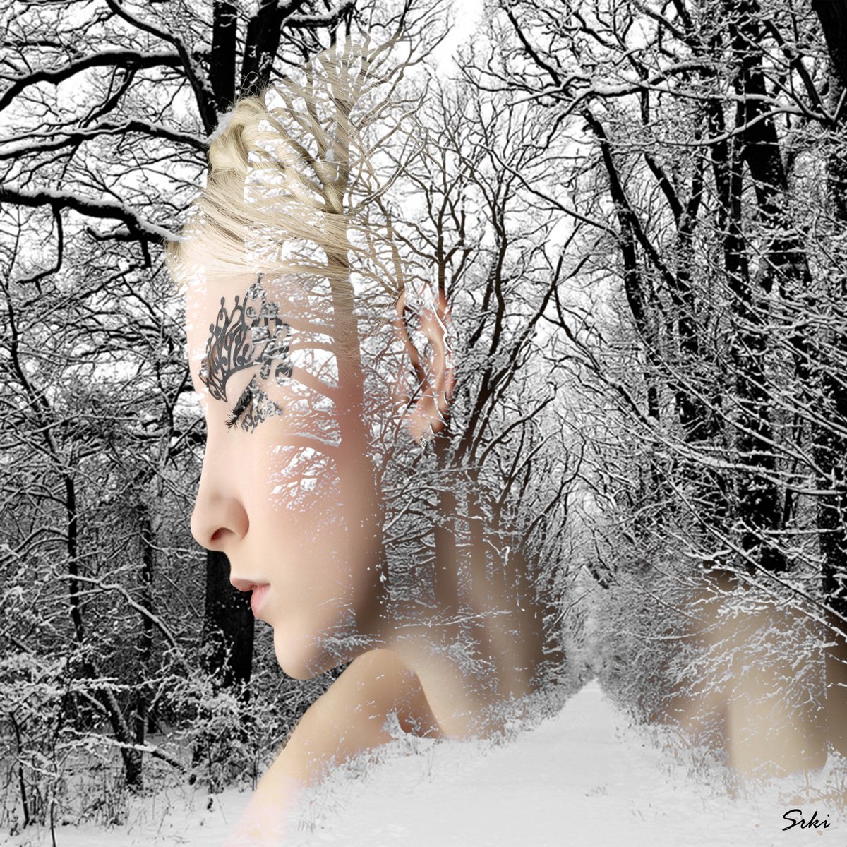 Illustrative Portrait Photograph By Srdjan Jevtic, 39 X 39", Serenity, Original Artwork