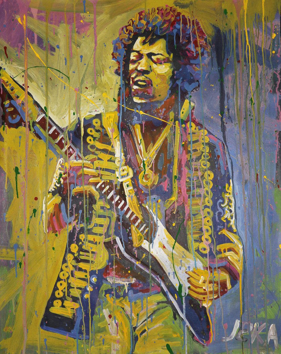 Jimi Hendrix Acrylic on canvas 100x80 by Eugene Gorbachenko