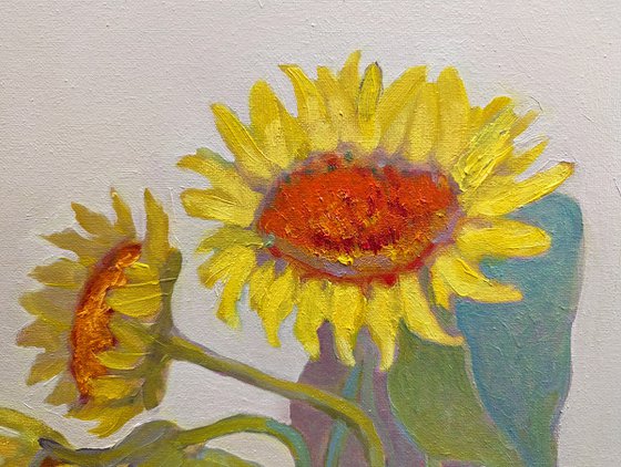 Red wase with Sunflowers.