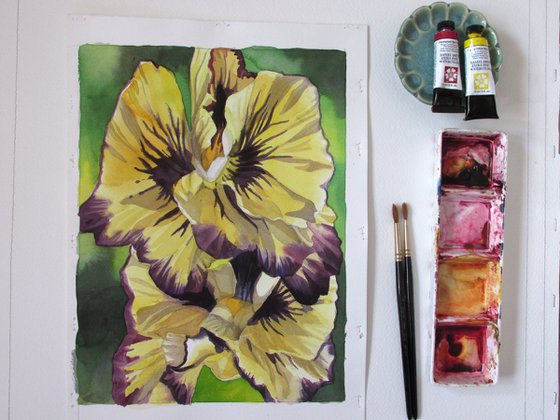 yellow pansy watercolor floral