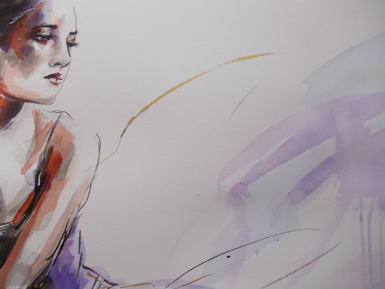 Pause II -Ballerina Painting on Paper