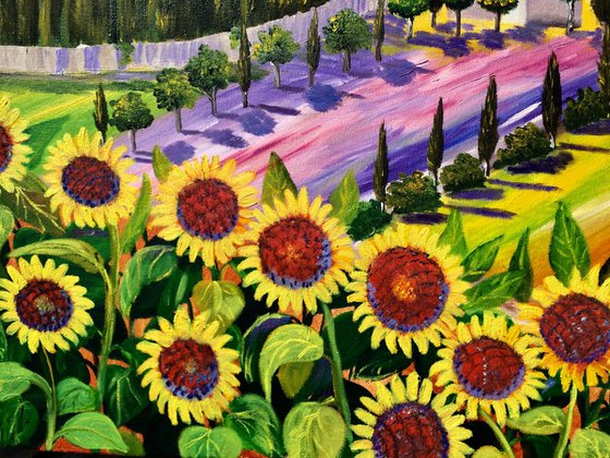 Tuscany sunflowers landscape