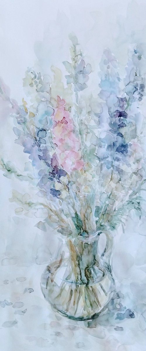Delphinium 50x65 cm 2025 by Elena Klyan