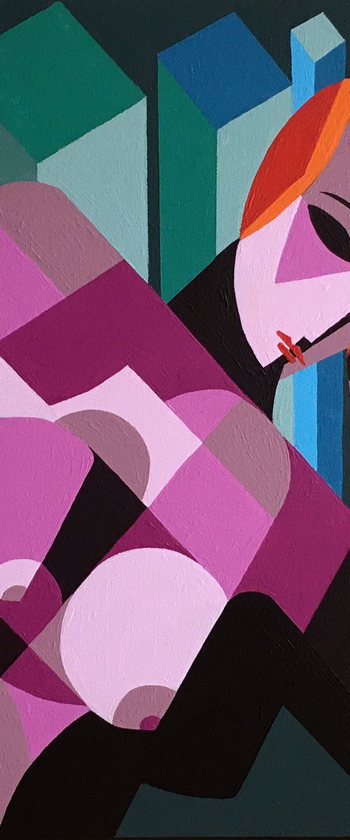 Nude in Pink and Blue by Koola Adams