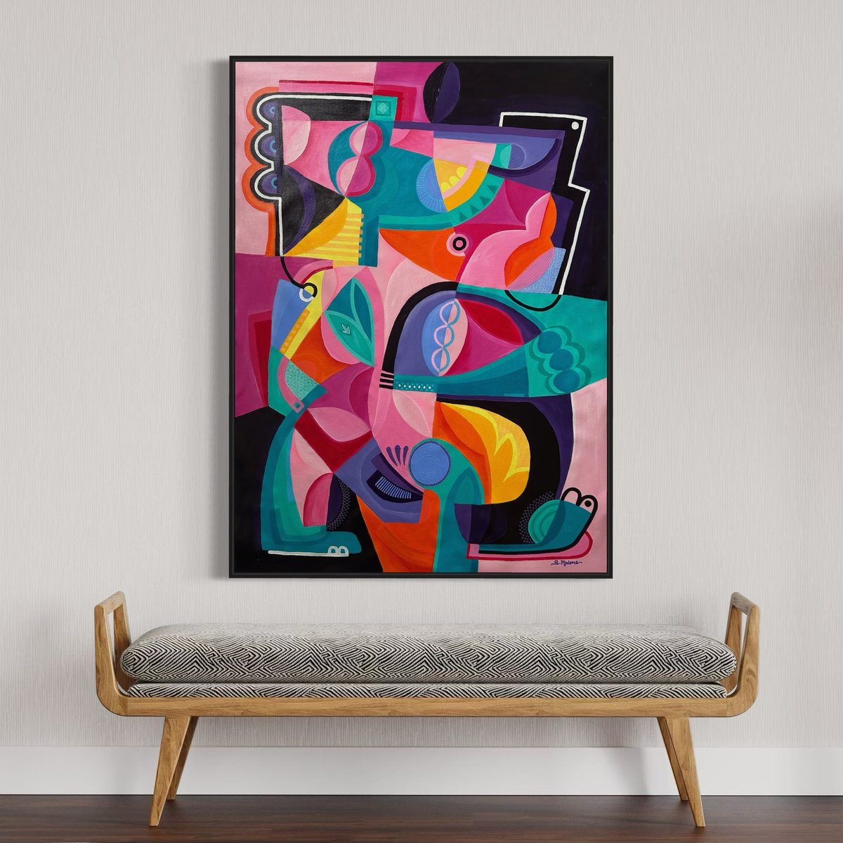 Abstract Painting By Samantha Malone, 37 X 51", Sugar Coated Assortment, Original Artwork