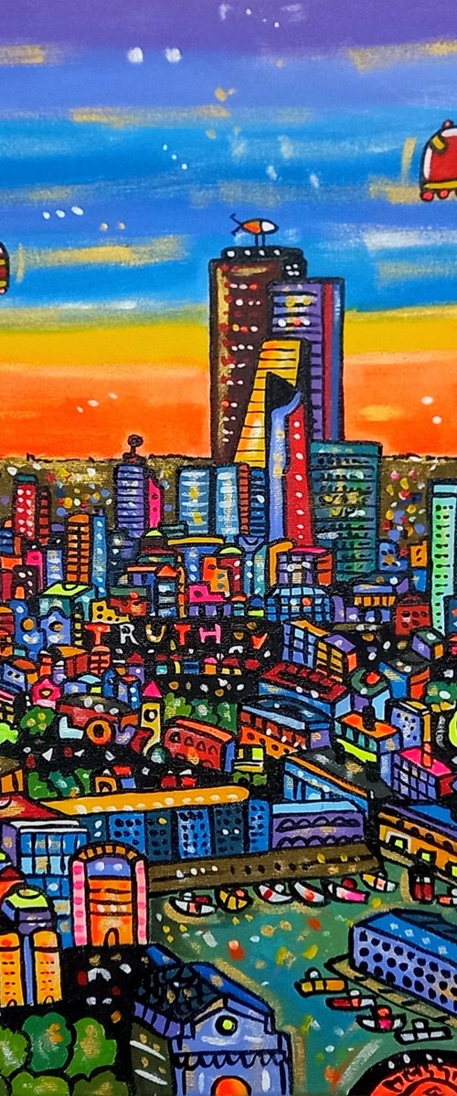 Futuristic Vibrant View of London by Maria Luisa  Azzini