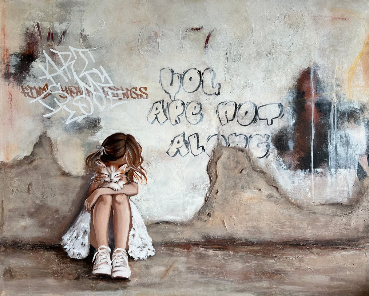 Impressionistic Portrait Acrylic Painting By Olesya Izmaylova, 39 X 32", Hold Me Tight, Original Artwork