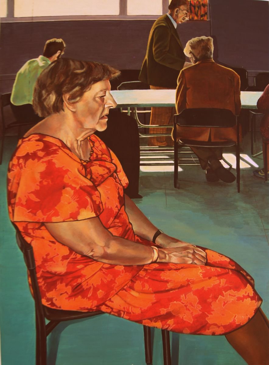 Expressive Portrait Painting By Karen Wilcox, 20 X 28", Isolation, Original Artwork