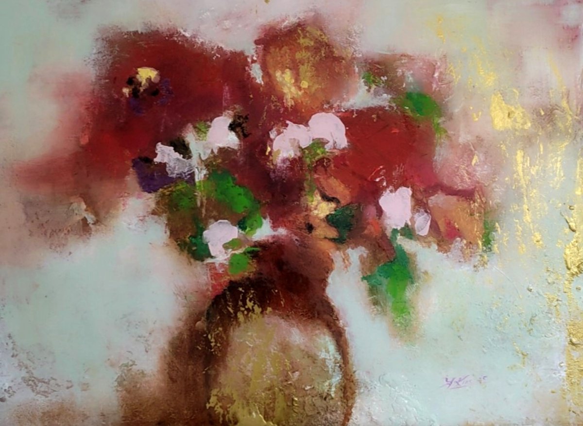 Abstract Botanical Oil Painting By Yuliia Kyrsanova, 31 X 24", Where Words Bloom, Original Artwork