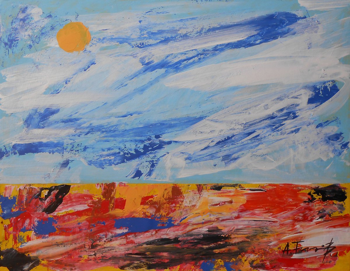 Abstract Acrylic Painting By Alexander Titorenkov, 15 X 11, Abstract Iv, Original Artwork