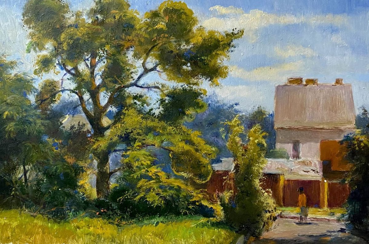 Impressionistic Landscape Oil Painting By Oleg And Alexander Litvinov, 10 X 15", In The Sun, Original Artwork