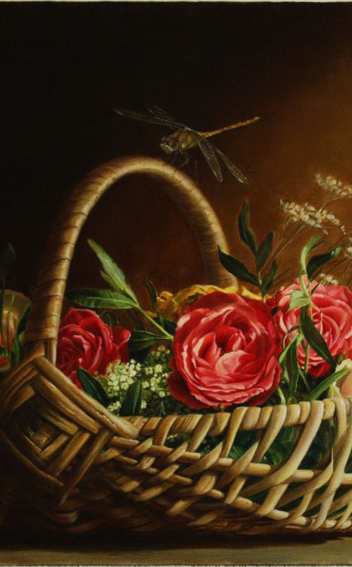 Basket with a dragonfly by Julia Diven