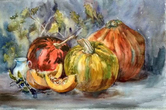 Three Orange Pumpkins