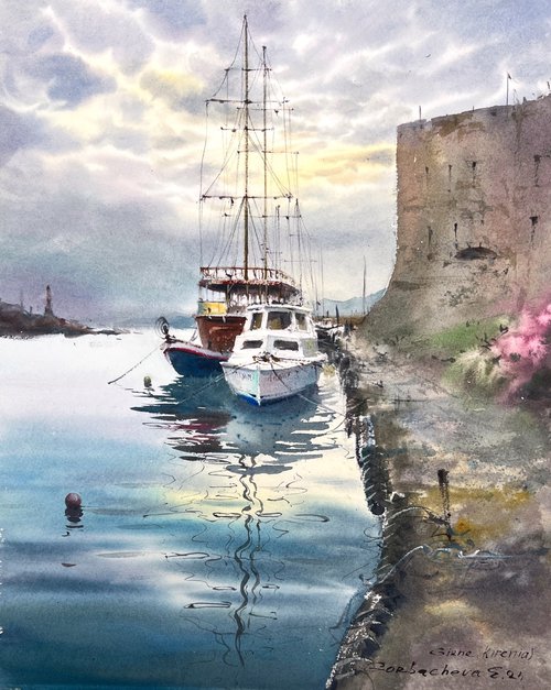 Old port of Girne by Eugenia Gorbacheva