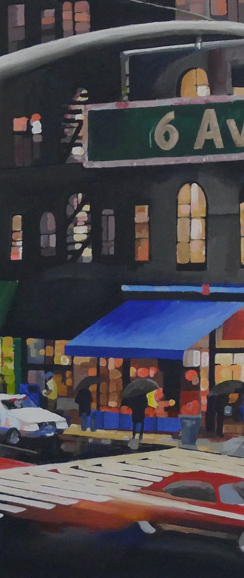 New York 6th Avenue in the rain by Helen Sinfield