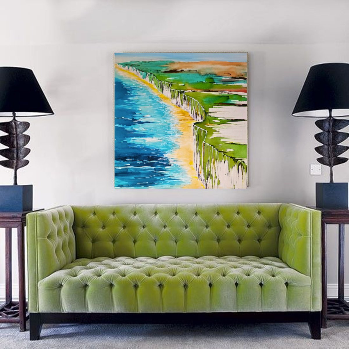 Impressionistic Abstract Acrylic Painting By Danijela Dan, 31 X 31, The Cliffs - Transcended Boundaries, Original Artwork