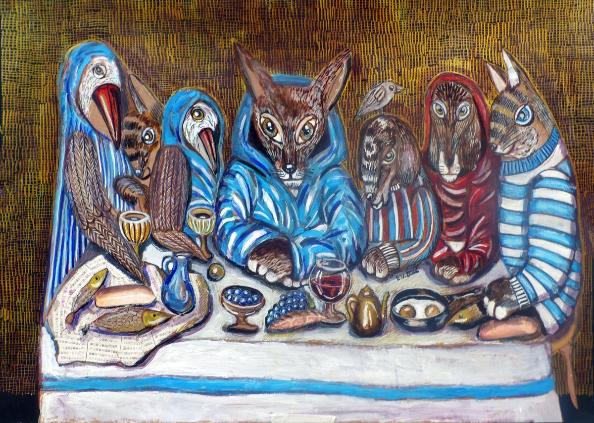 Surrealistic Painting , The Secret Meeting By Elizabeth Vlasova, 27 X 20, Artwork For Sale On Artfinder