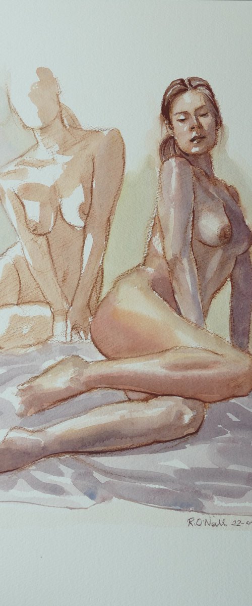 Seated female nude 2 poses by Rory O’Neill