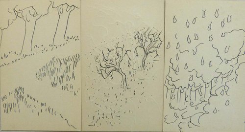 Sketches of Trees, 3 ACEO drawings 7,5x12 cm by Frederic Belaubre