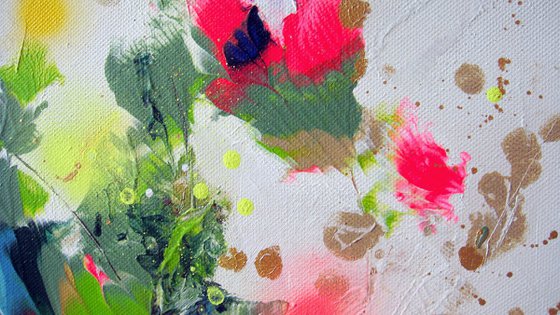 Abstract Flowers "Magic flowers of joy", Large Painting