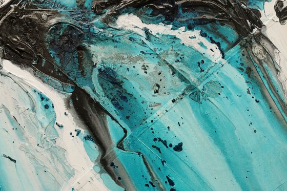 Turquoise Rapture 240cm x 100cm Textured Abstract Art