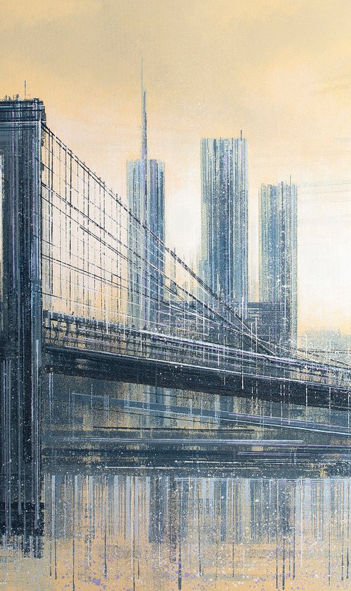 New York - The Brooklyn Bridge At Dusk by Marc Todd