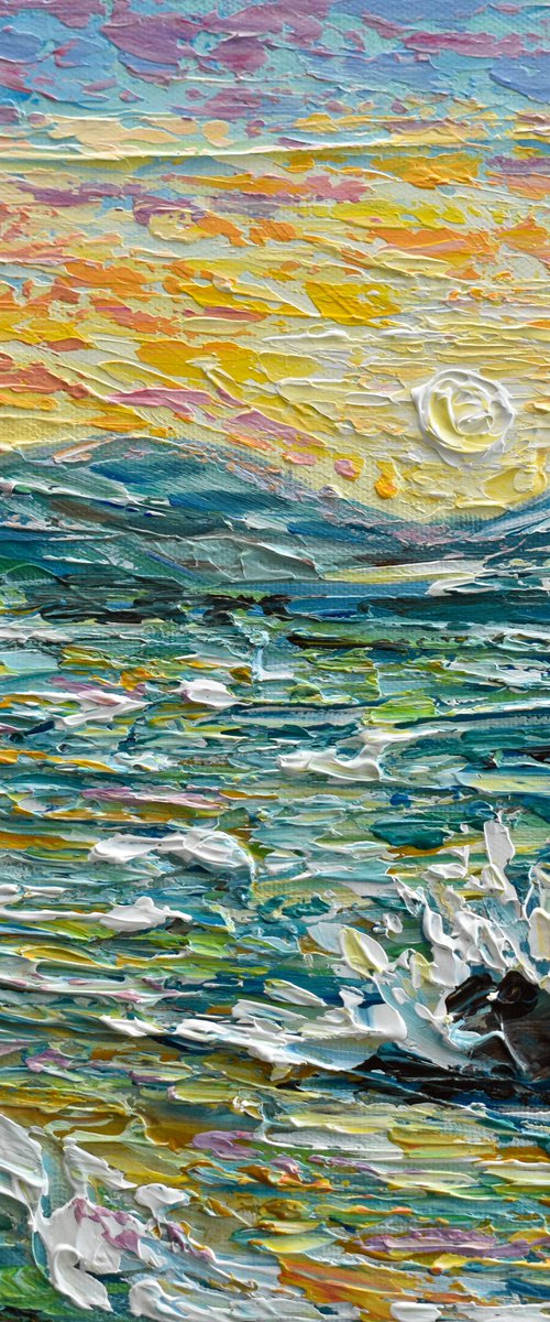 Ocean Sunrise - Original Painting on Canvas, Palette Knife Art by Olga Tkachyk