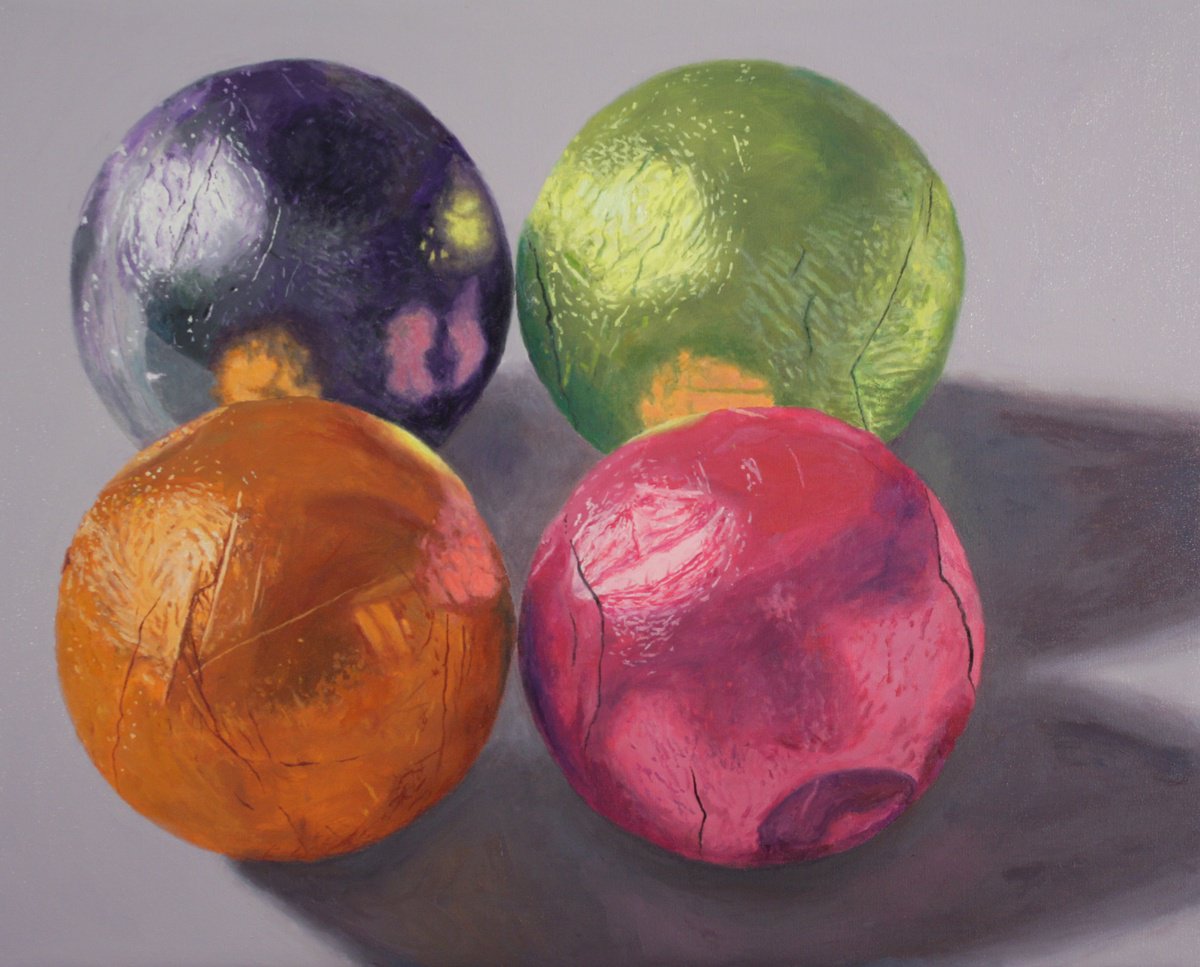 Photorealistic Still Life Oil Painting By Douglas Newton, 30 X 24, Quattro, Original Artwork