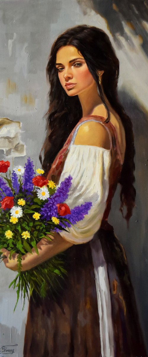 A portrait with wildflowers by Serghei Ghetiu