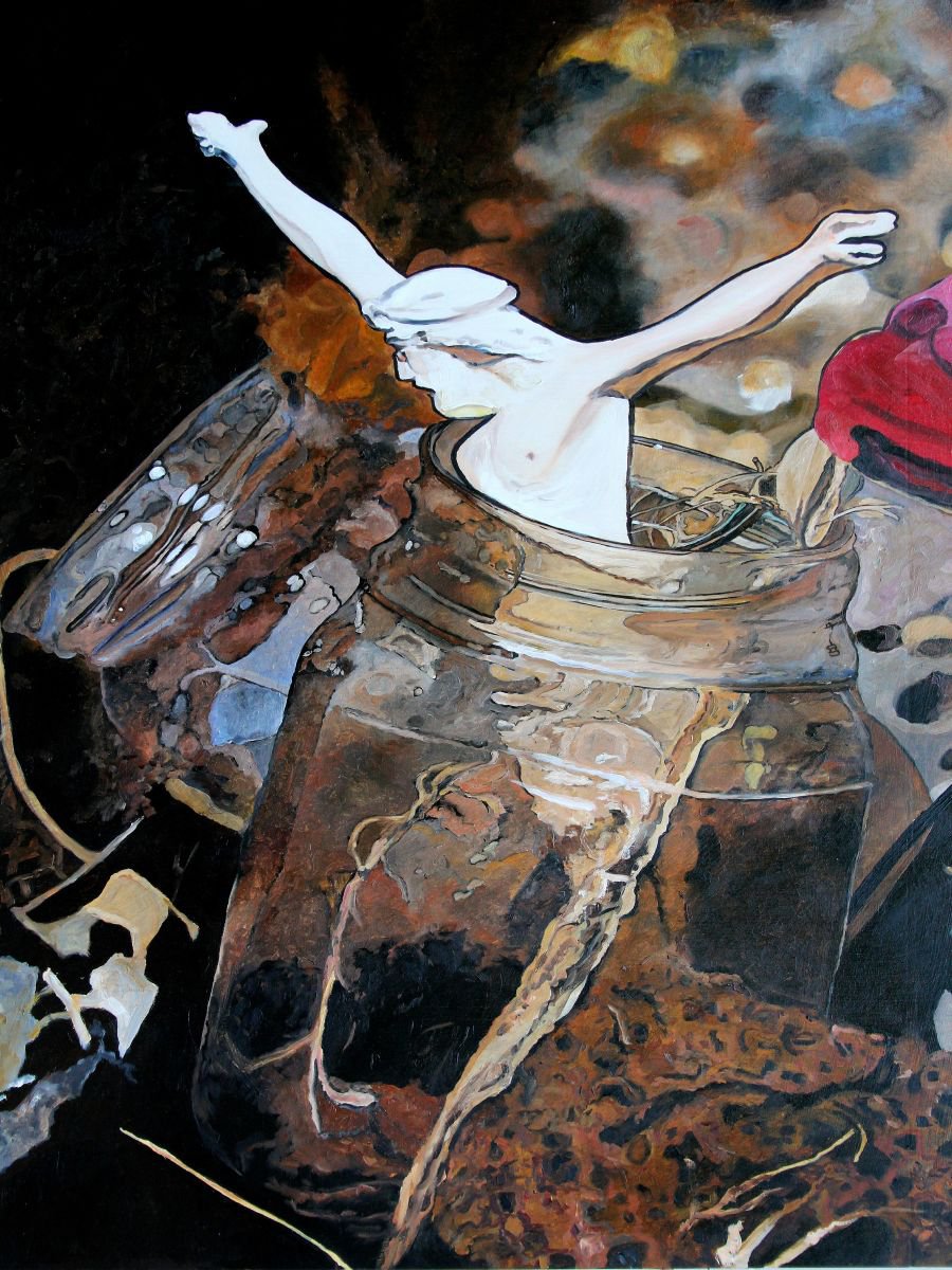 Photorealistic Landscape Oil Painting By Ken Vrana, 36 X 48", Jesus In A Jar, Original Artwork
