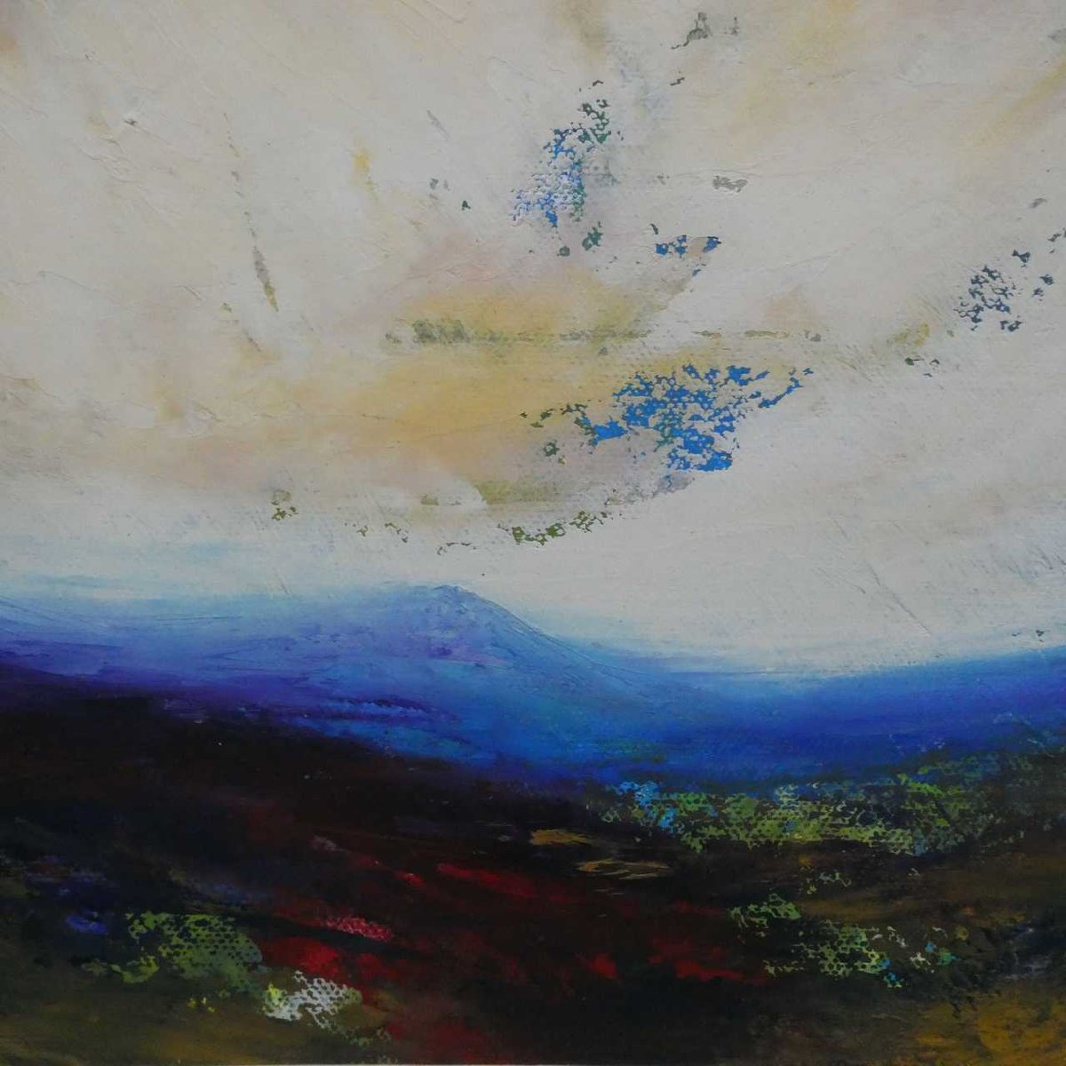 Impressionistic Landscape Oil Painting By Oconnart, 10 X 10", Blue Cheviots Landscape, Original Artwork