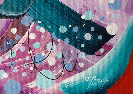 Sous l’océan 3 - Original small abstract painting - Ready to hang