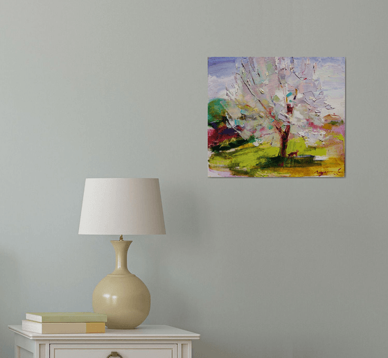 Warm day Blossoming Original oil painting