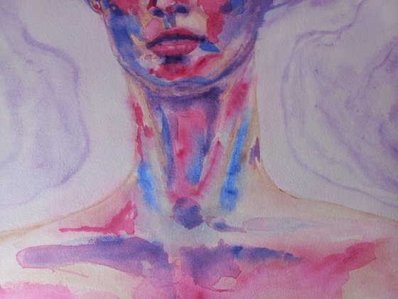 Abstract watercolor portrait 76x56 cm