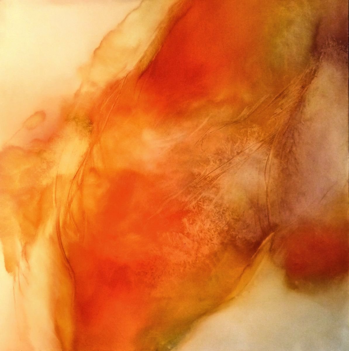 Abstract Oil Painting By Frederic Belaubre, 39 X 39, Oil On Canvas #15 , 100X100Cm, Original Artwork