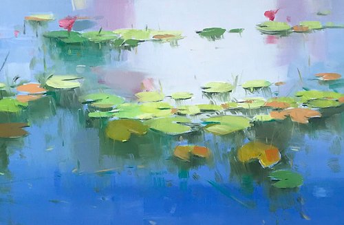 Waterlilies, Original oil Painting, Handmade artwork, One of a Kind by Vahe Yeremyan