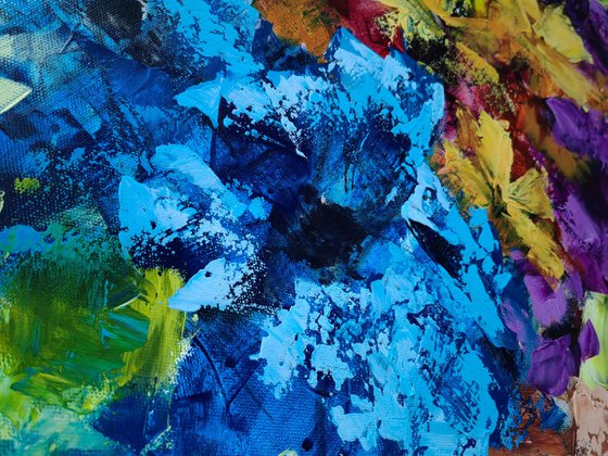 Diptych "Euphoria" from "Colours of Summer" collection, abstract flower painting