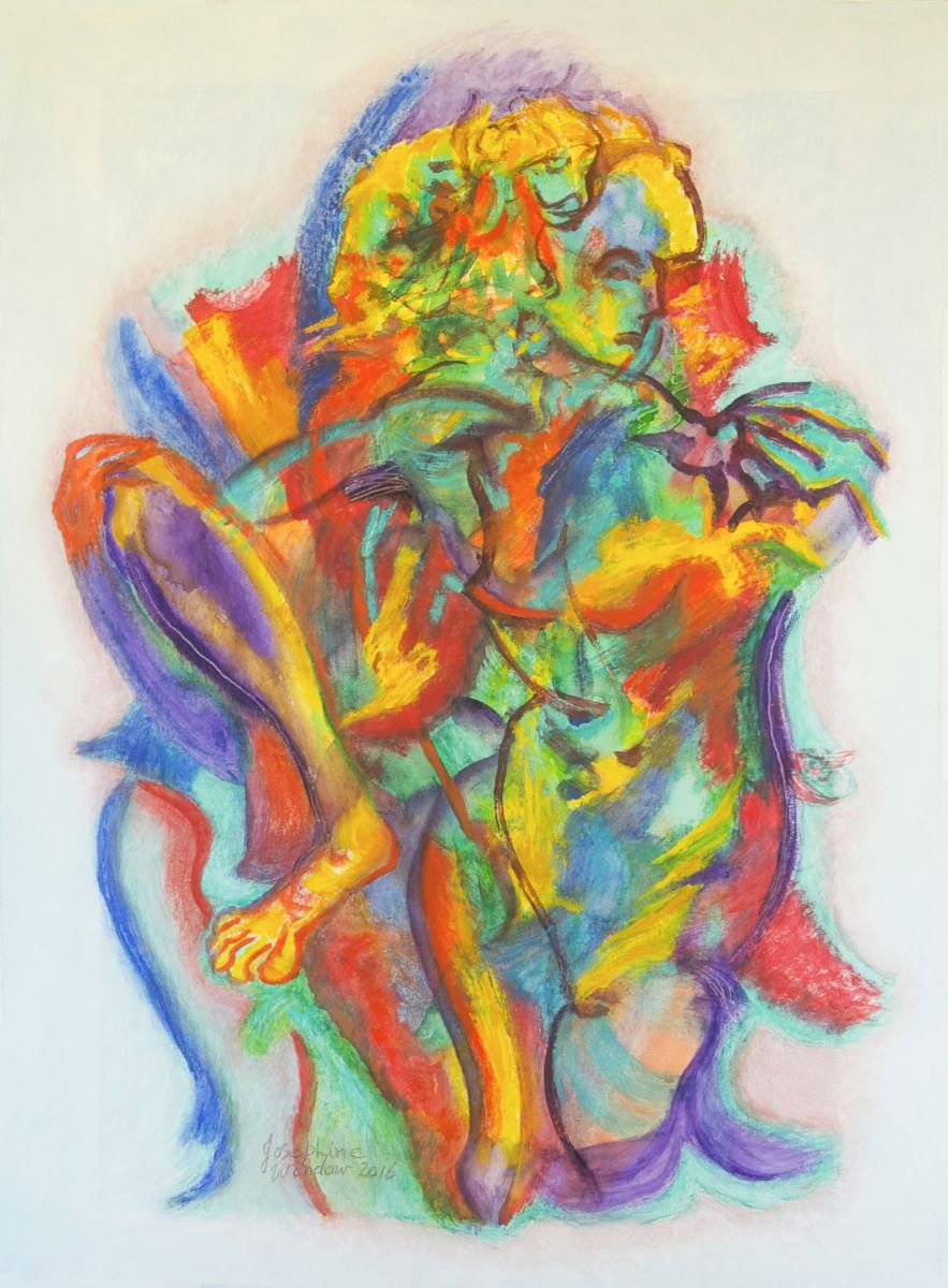 Expressive Abstract Acrylic Painting By Josephine Window, 30 X 41", Vantage Point, Original Artwork