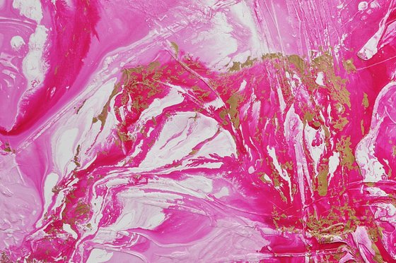Pink Wild Thing 200cm x 80cm Pink Gold Textured Abstract Art
