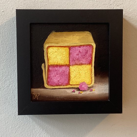 Little Battenberg cake slice