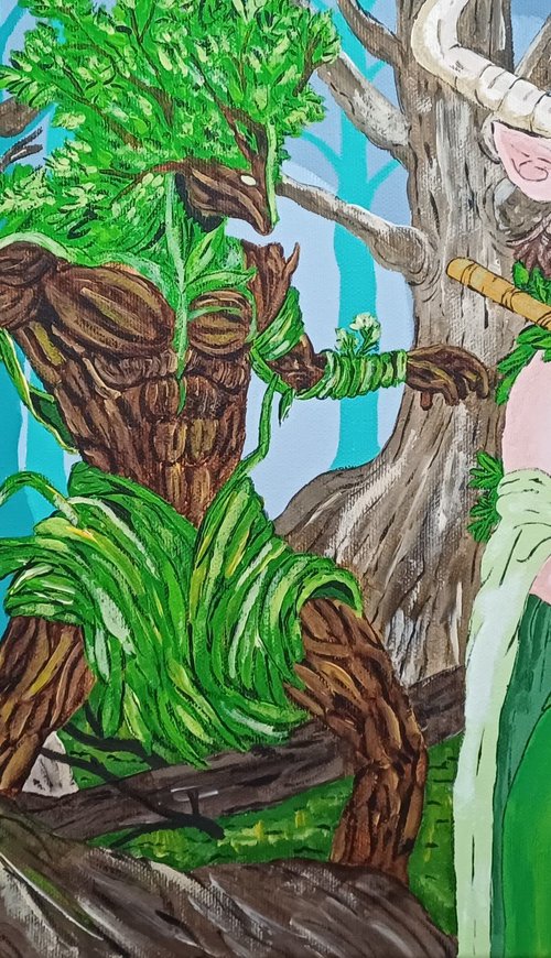Mystical Tree Man and Girl by Corinne Hamer