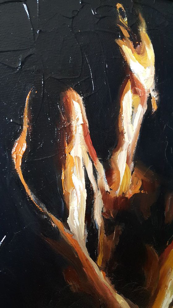 Painting - Touch of love - woman nude figure, naked figurative FREE SHIPPING