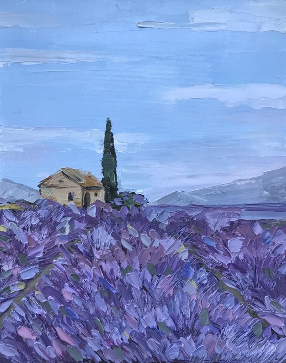 Provence lavender field Oil Painting French Landscape impasto