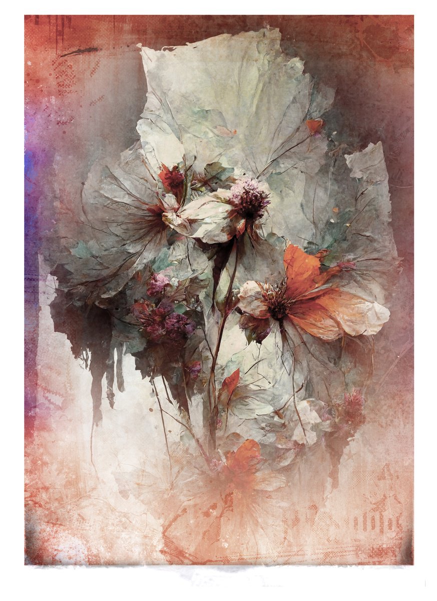 Botanical Painting By Teis Albers, 31 X 43", Supergrass, Original Artwork