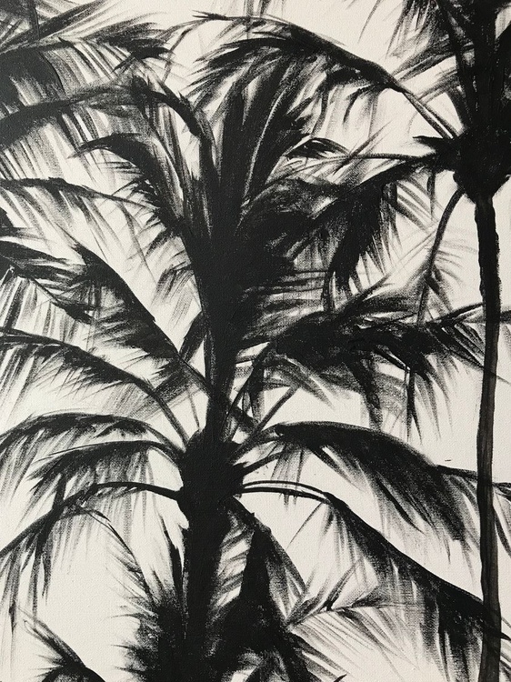 Acrylic Painting Black Palm Trees 80 100 Cm Artfinder