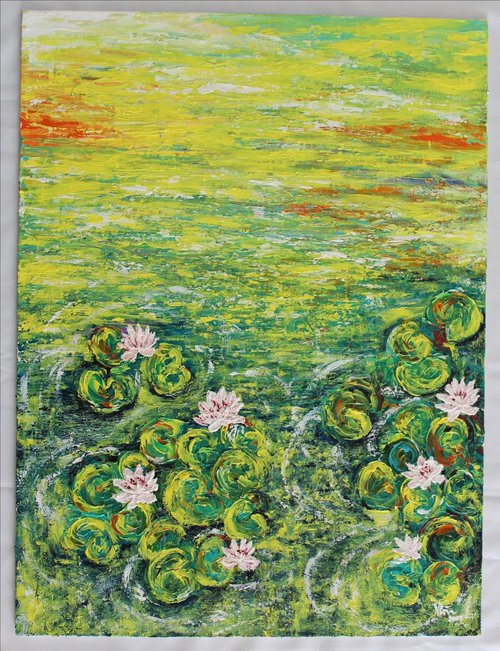 "You are my Light" - Claude Monet Inspired Impressionistic Acrylic Painting by Vikashini Palanisamy