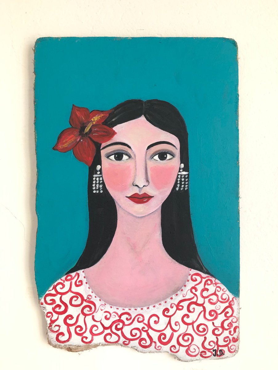 Lady with hibiscus flower by Ilaria Dessi?