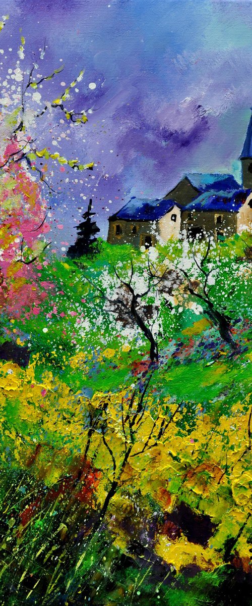 Spring with a pink tree by Pol Henry Ledent
