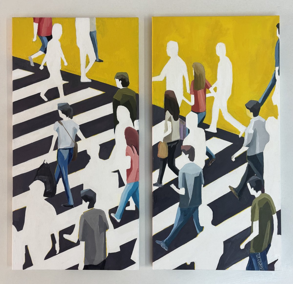 Urban And Pop Cityscapes Acrylic Painting By Martta Garcia, 24 X 24", Every Day, Original Artwork