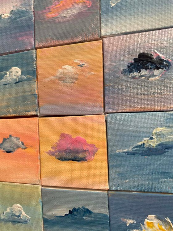 16-Piece Cloud Original Mini Paintings